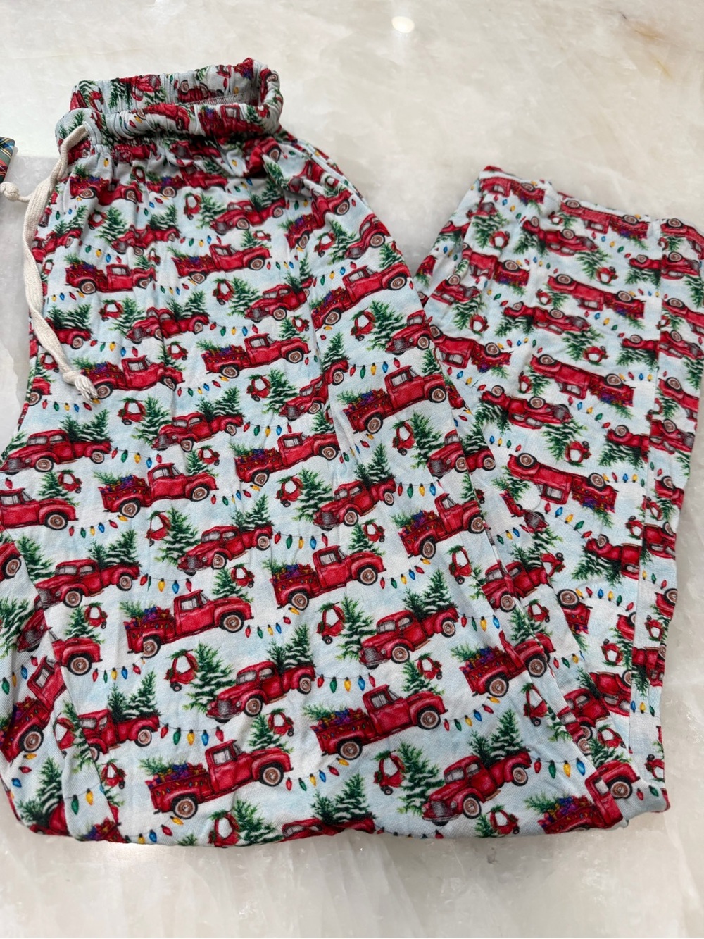 Men Red Vintage Truck Holiday Pajama Pants